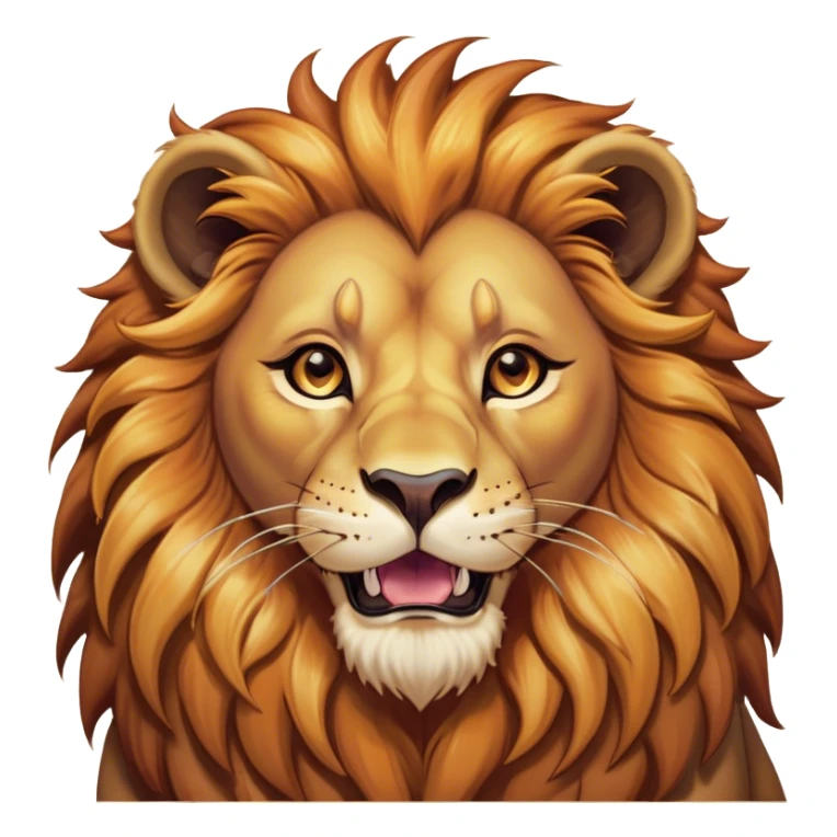 Cinematic Comical Lion Portrait Emoji, Head tilted dramatically with an exaggeratedly amused expression, featuring a striking tawny Fur with a flamboyant mane and wide, expressive amber eyes filled with playful disbelief, Simplified yet hilariously expressive features, highly detailed, glowing with a slightly sassy glow, high shine, dramatic yet playful, stylized with an air of cheeky jungle mischief, bright and endearing, soft glowing outline, capturing the essence of a spirited and over-the-top lion, so meme-worthy it feels like it could roar its way into internet fame instantly! sticker