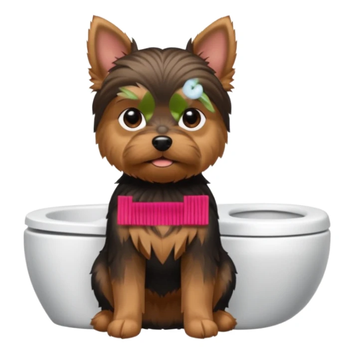 Yorkshire terrier na privada sentado fazer poop sticker
