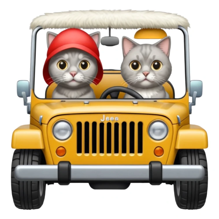 weimaraner in a jeep with a Persian cat  sticker