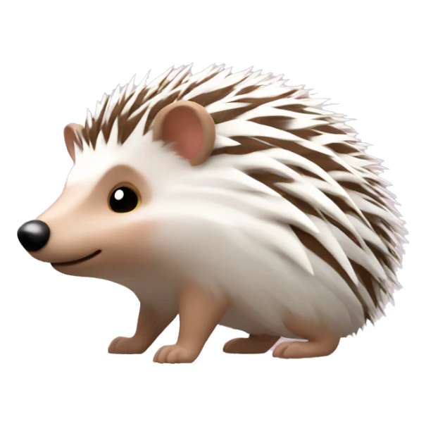Hedgehog white brown quills one pink ear one brown ear different colored ears  sticker