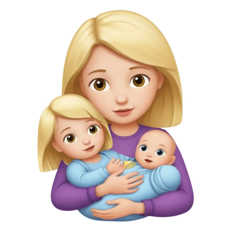 A little girl holding a baby  sticker