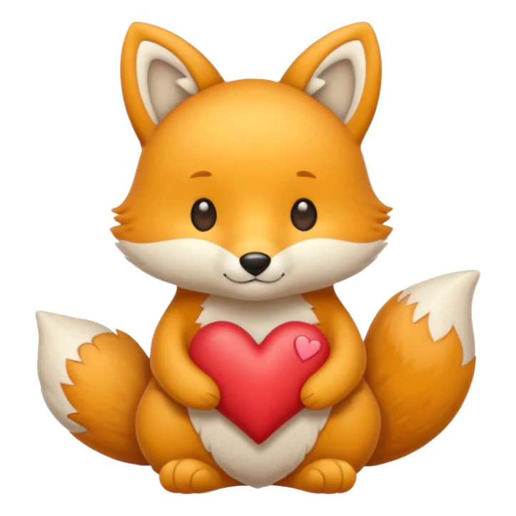 renard kawai avec un coeur jaune sticker