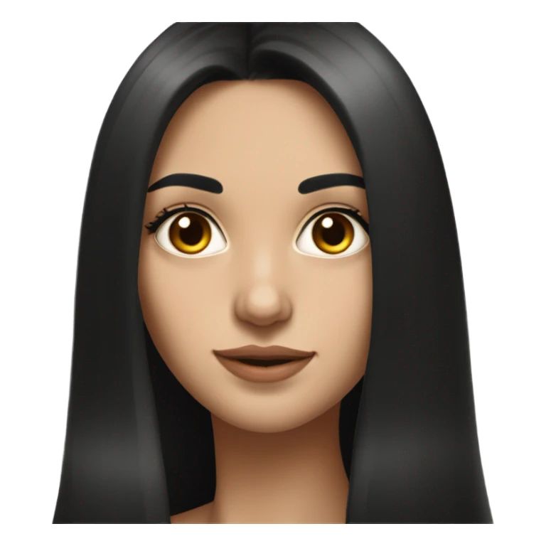 Hyper Realistic Beautiful Spanish girl brown eyes straight very long dark black hair  sticker