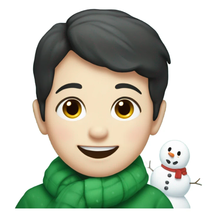 Irish dark haired baby with snowman in snowstorm sticker