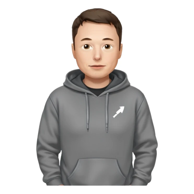 elon musk in gray hoodie full height sticker