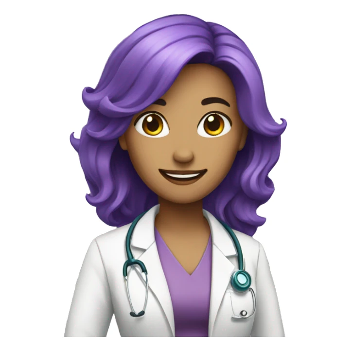 doctor woman purple hair smile sticker