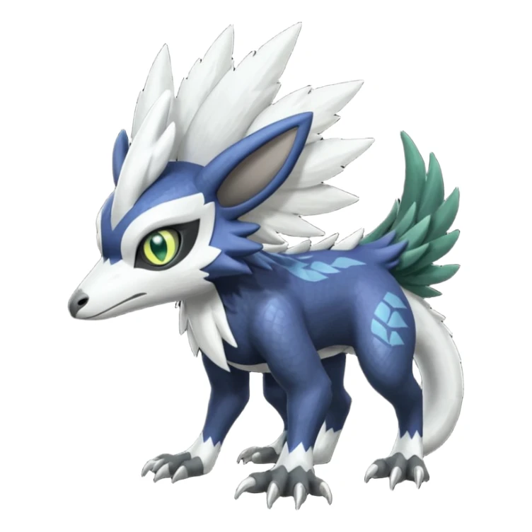 Shiny Black Grey White and Dark-Green Trico-Nargacuga-Silvally-Absol-fusion sticker