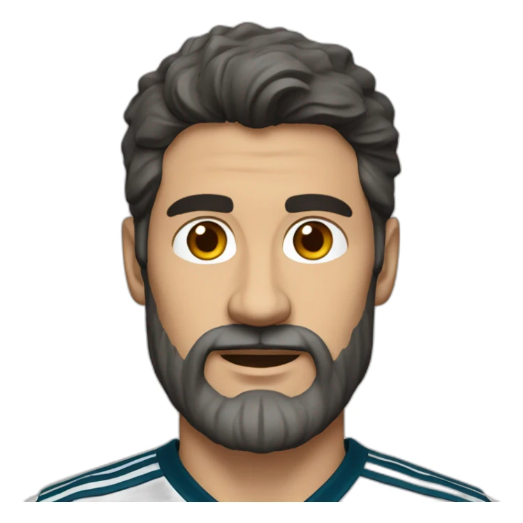 dark haired man with grey beard in real madrid jersey sticker