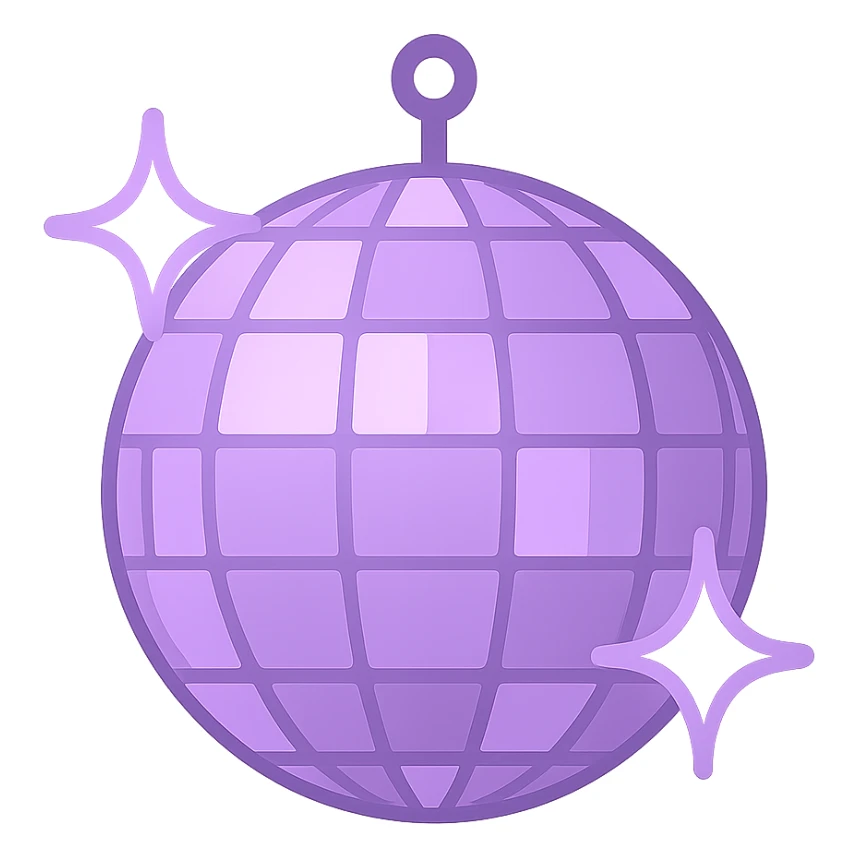 lilac disco ball, twitter emoji style sticker