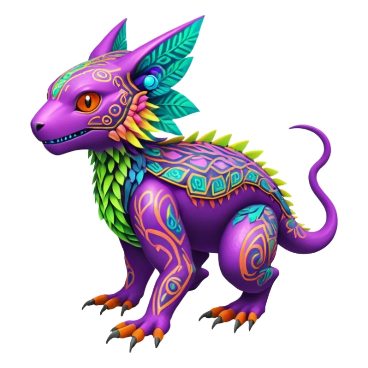 Tropical lush warm-colored modern colorful neon-colored Fakémon-Digimon-Trico-creature sticker