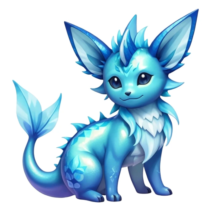 Shiny Sparkly Ethereal Iridescent Nebulae Exotic Colorful Vaporeon-Glaceon-Amaura-Aurorus-Fakémon-hybrid-creature (full body)  sticker