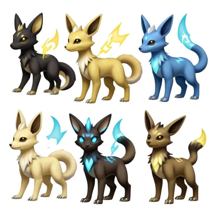 Manectric-Electrike-Lucio-Cubone-Umbreon-Marowak-Draco-Fakémon-hybrid-creature (full body), 4 legs sticker