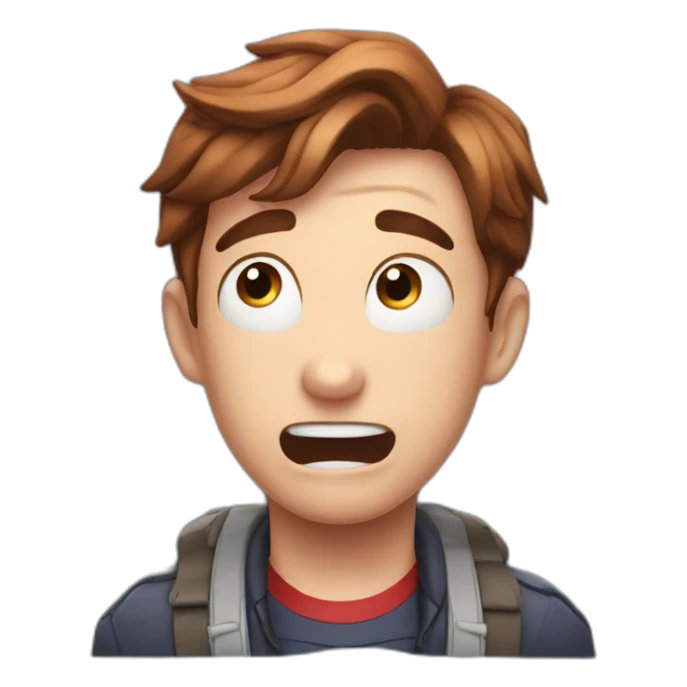 peter parker crying but with smiling mouth sticker