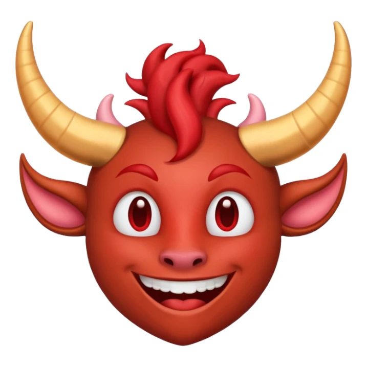 A big smile with hearts around it but then there’s horns sticker
