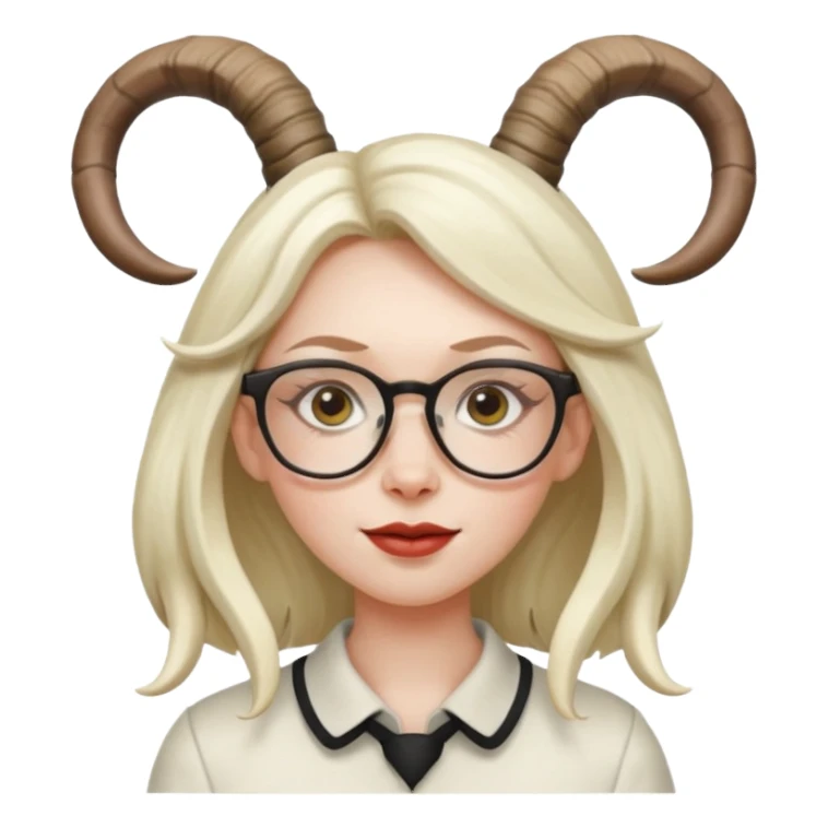 woman with goat horn and eyeglasses sticker