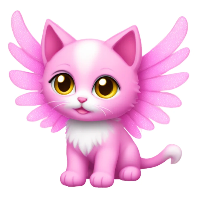 Pink ombre sparkly kitten with angel wings  sticker