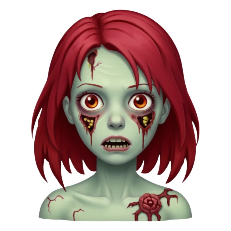 A zombie girl with dark red mid length  hair sticker