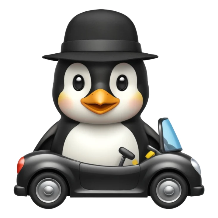 Penguin driving sticker