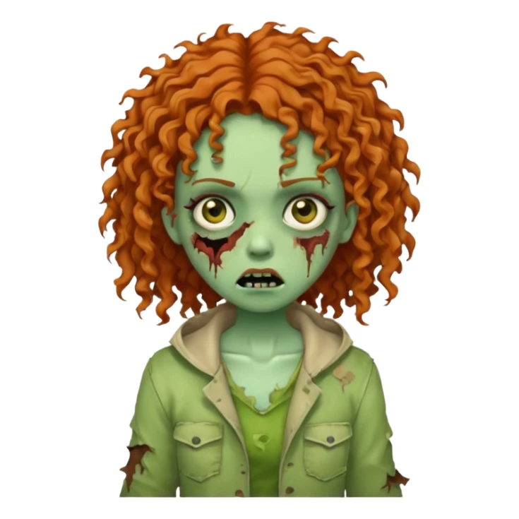 Girl zombie with ginger curly hair  sticker