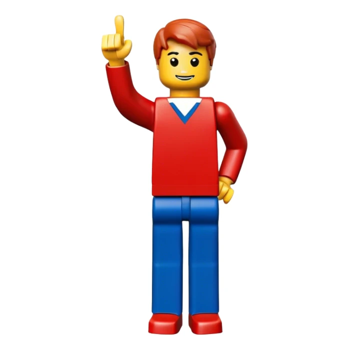 Lego Man red dress with blue pant full figure thumbs up sticker