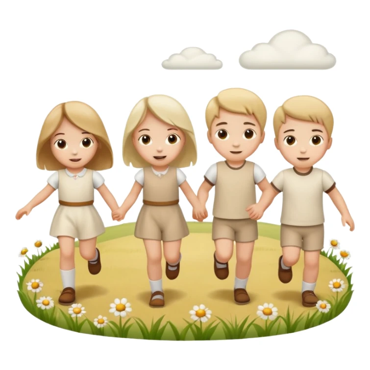 Chaos with children in beige and white clothes  sticker