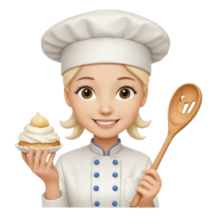 Young female baker - wearing a white chef's hat and holding a cream piping bag sticker