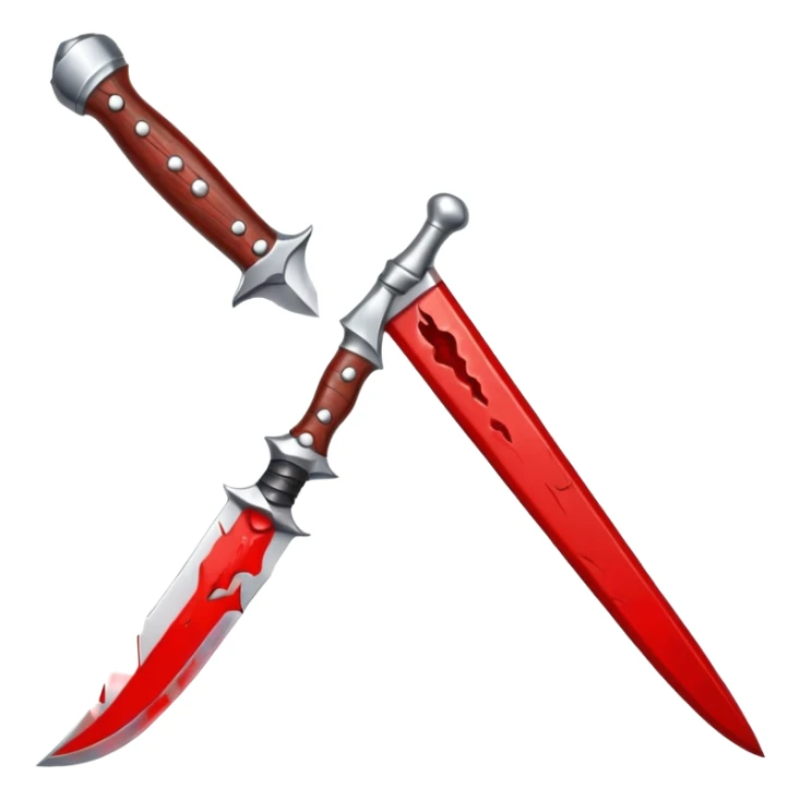 Bloody dagger, cartoon horror emoji, small, no background sticker