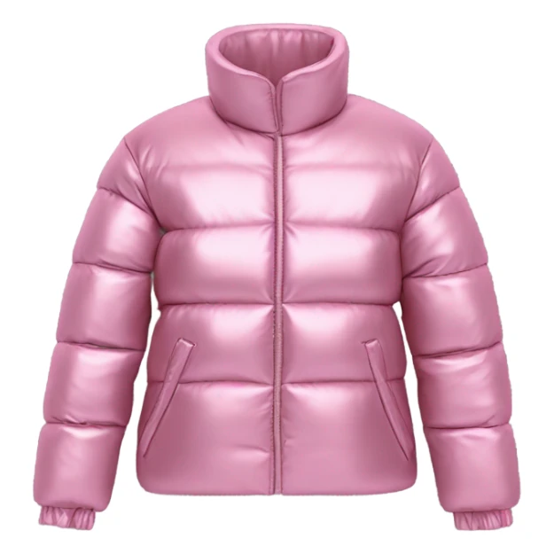 Realistic isolated side view of an open metallic pink cropped puffer jacket. sticker