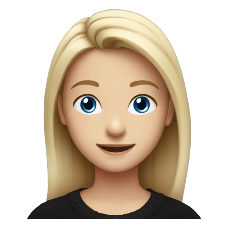 smiling girl in black sweater blue eyes  sticker