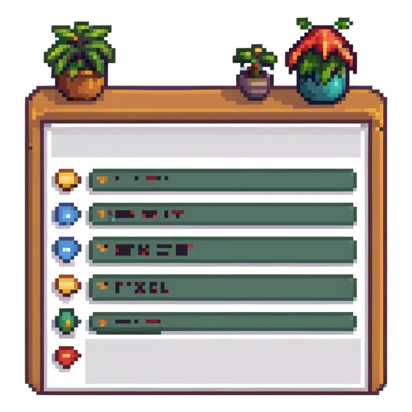 online forum showing a simple message board with icons in pixel art style sticker