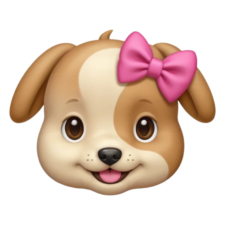 This puppy HEAD 🐶 with a pink bow, please in apple ios emoji stylem sticker