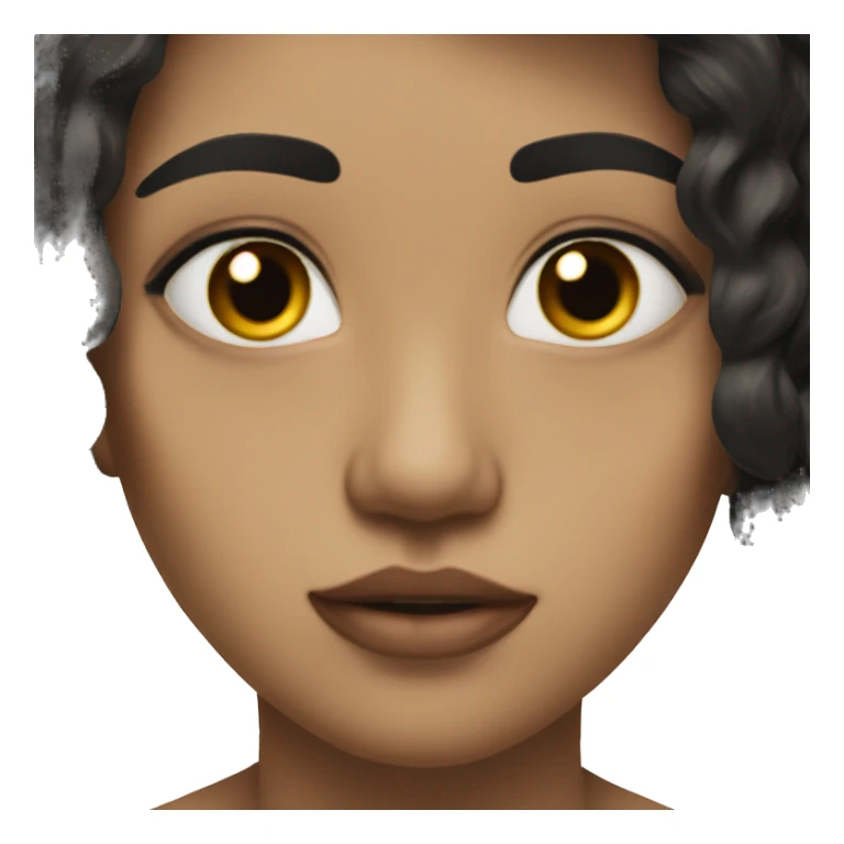 white skin, black long hair, mouth piercing, brown eyes,  sticker