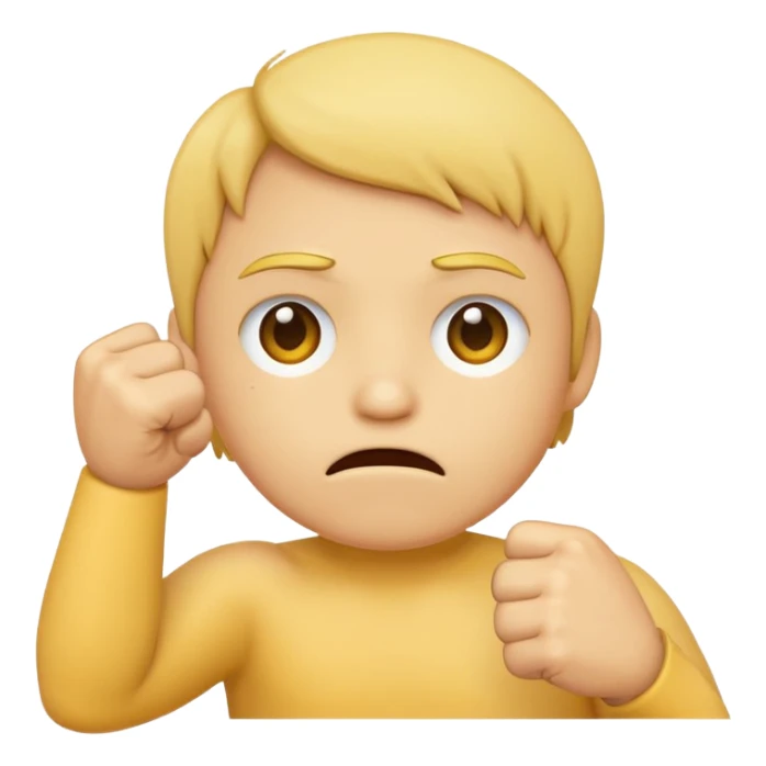 Sad circle face Emoji with fist in the air sticker