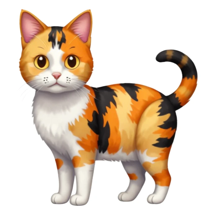 full body anxious looking colourful patchy calico tabby cat sticker