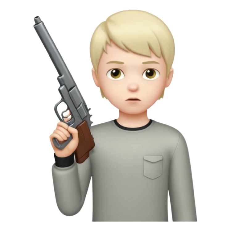 boy with an Edgar haircut holding a gun, different pose sticker