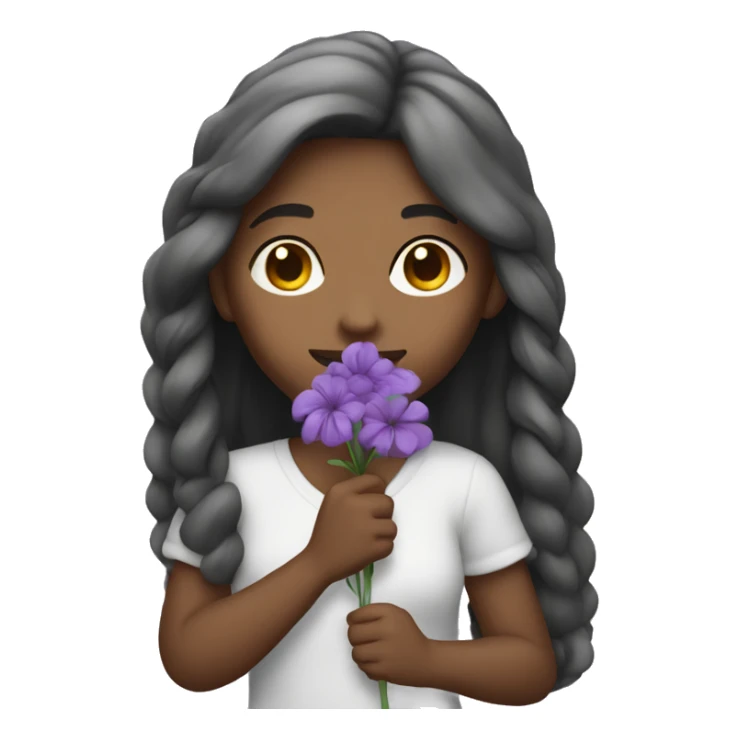 The girl has purple flowers in her hand sticker