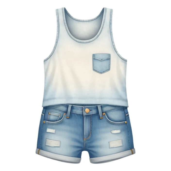 white tank top and jean shorts emoji no person sticker