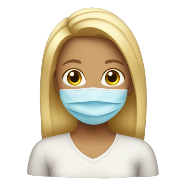 blond tan girl with face mask sticker