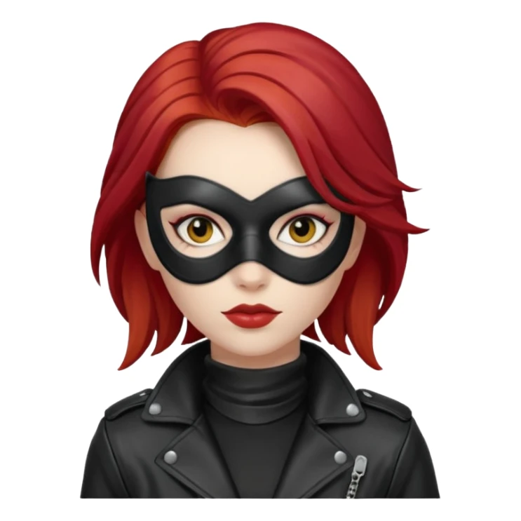 woman thief chic with robber mask and red hair sticker
