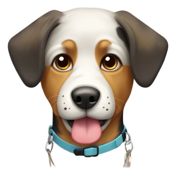 tri colored dog with floppy ears add T initial collar  sticker