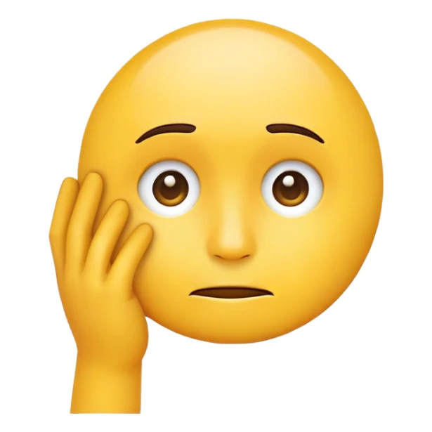 Circle face yellow emoji thinking with hand on face sticker