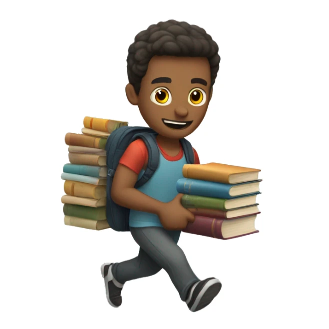 a man collects a bunch of books and runs sticker