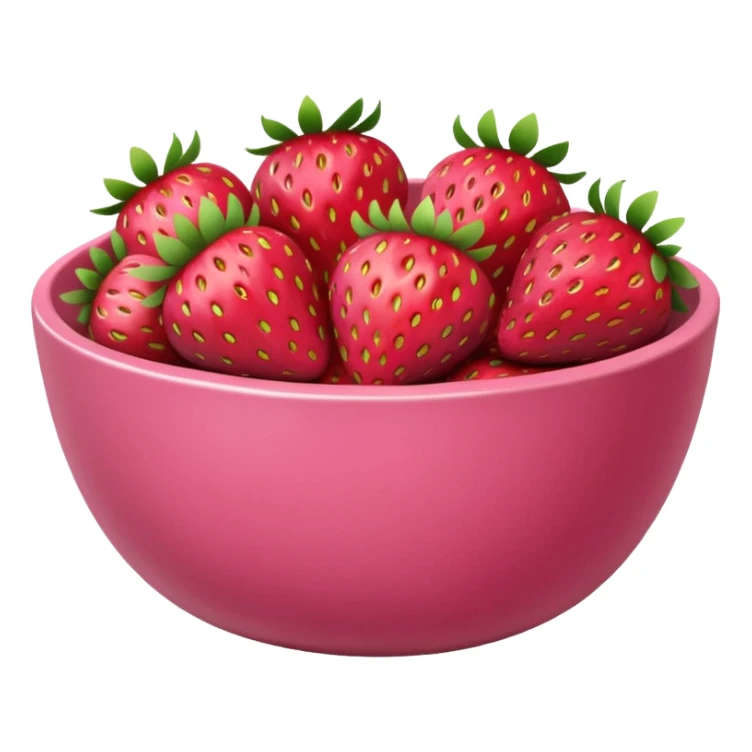 pink bowl packed with strawberries, natural, not too bright colors sticker