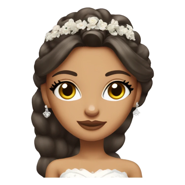 Bratz, bride, brunette hair, olive skin, hazel almond cat eyes sticker