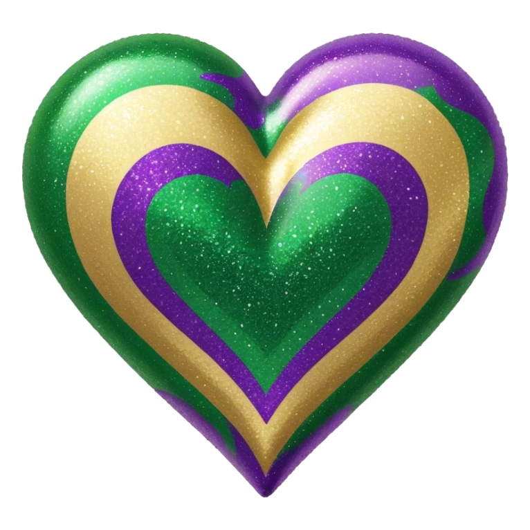 Gold, purple and green glitter Mardi Gras heart sticker