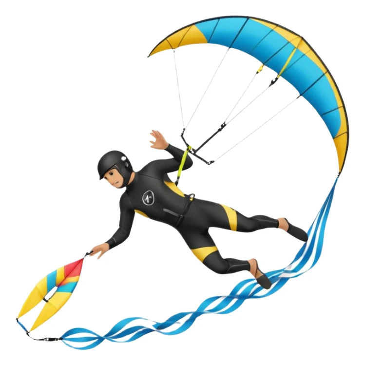 Kiterman en el aire ,caucasico con traje neopreno y casco negro, haciendo un down loop con el kite 13 metros sticker