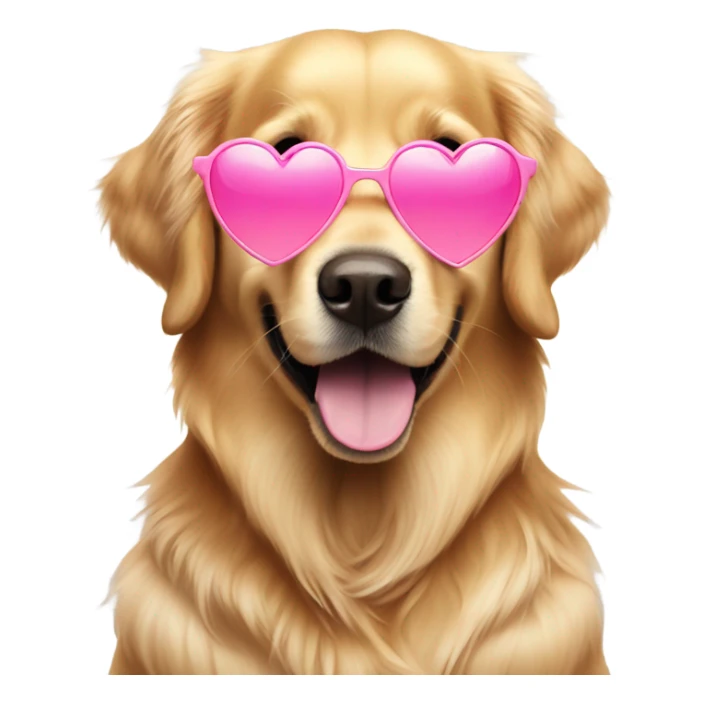 Golden retriever wearing pink heart glasses  sticker