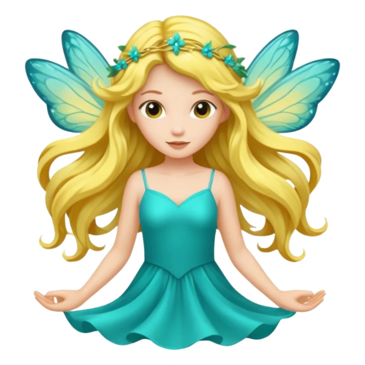 Yellow fairy in a turquoise dress sticker