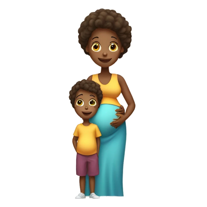 Pregnant lady with two kids boy and girl  sticker