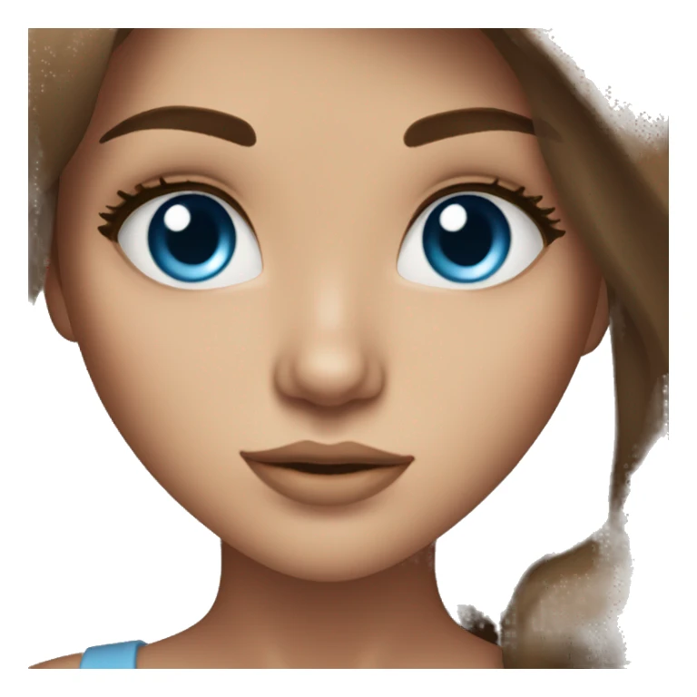 Beautiful girl with long brown hair blue eyes and long eyelashes sticker